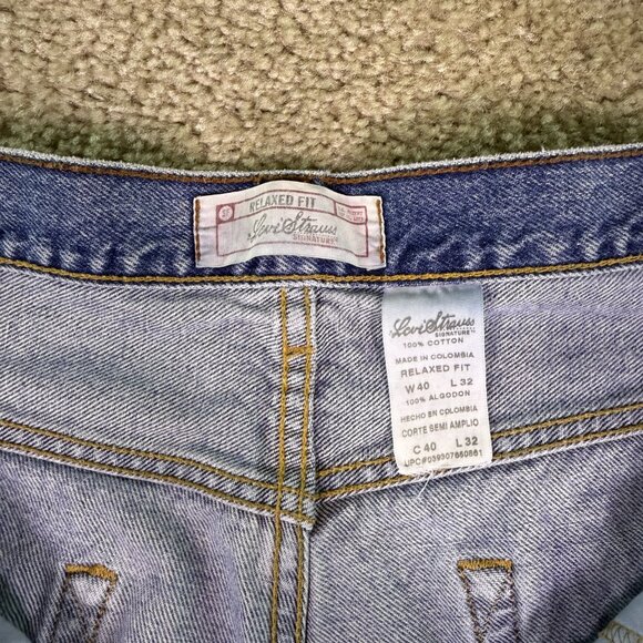 Levi Strauss Signature Mens Jeans 38x30 Blue Denim Relaxed Fit Straight Leg F054 - Picture 4 of 12